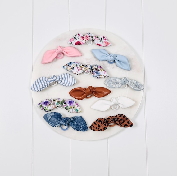 Mini Hair Ties with Medium Bow Accents- 60 Color Options!