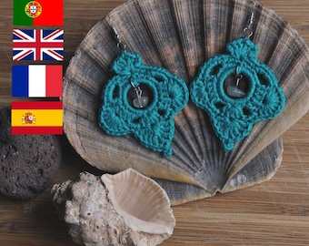 Brincos crochet, Padrão de Croché, Brincos Siana\  Crochet Pattern Earrings Siana