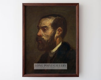 Portrait d'homme français vintage, impression, peinture à l'huile de mauvaise humeur (téléchargement numérique)