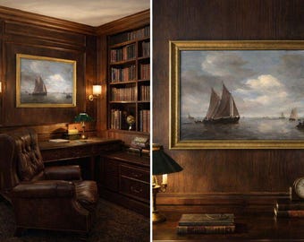 Art mural nautique de mauvaise humeur imprimable – peinture à l'huile maritime vintage | Décoration côtière classique (téléchargement numérique)