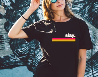 Slay Shirt, Slay Damen T-Shirt, Motivations-T-Shirt, ästhetische Trendkleidung, positives minimalistisches Shirt, Grafik-T-Shirt