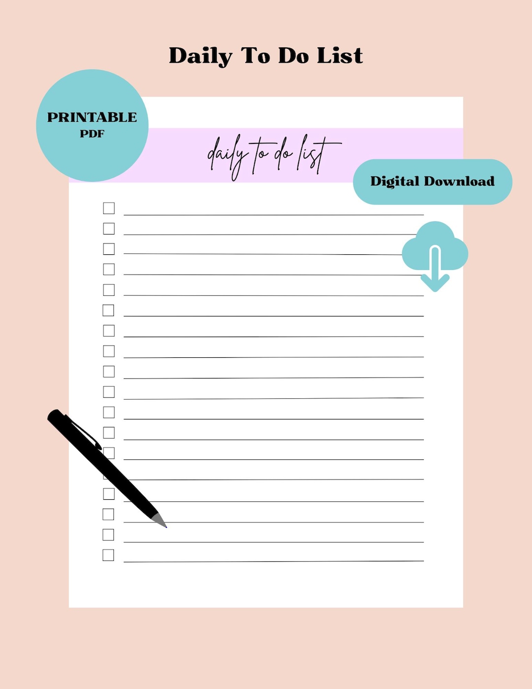 Minimalist To-do List | Printable PDF | Daily Planner | Simple & Clean ...
