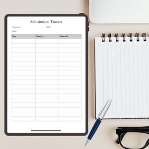 Registro de sustituciones editable / Hojas de cálculo de Google / Hoja de sustituciones del partido / Descarga digital