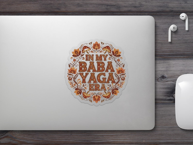 Baba Yaga Era Sticker, Slavic Folklore Floral Illustration (transparent ...