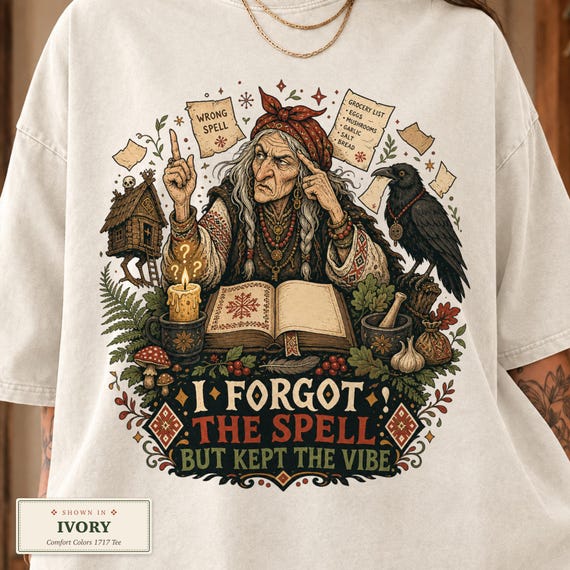 ADHD Shirt or Hoodie, Baba Yaga Forgot The Spell Funny Witch Tee, Neurospicy Humor Gift, Slavic Folk Art Cottagecore, Comfort Colors