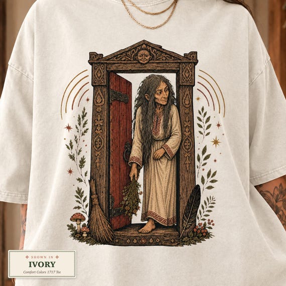 Folklore Shirt or Hoodie, Kikimora Retro Ghost Slavic Folk Art Tee, Witchcore Halloween Shirt, Vintage Horror Style, Comfort Colors