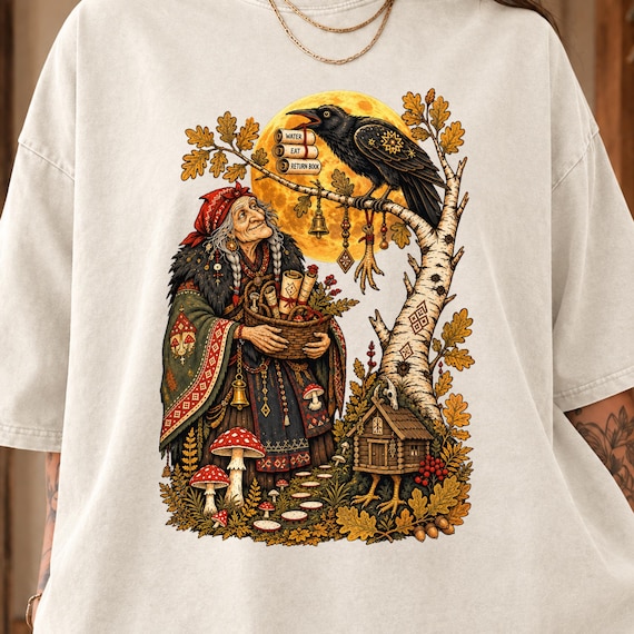 ADHD Shirt or Hoodie, Baba Yaga Raven Humor Slavic Folk Art Tee, Neurospicy Forest Witch, Comfort Colors