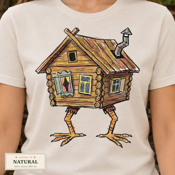 Baba Yaga Hut Shirt, Chicken Leg House Slavic Folklore Tee, Witch Hut Fairy Tale Art, Fantasy Mythology Apparel