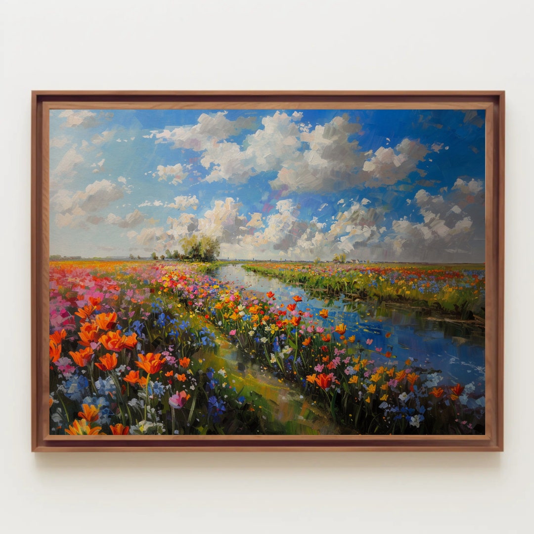 Tulips Oil Painting Flower Wall Art Digital Download Water Home Decor ...