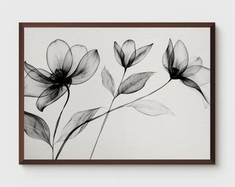 Black & White Floral Samsung Rahmen TV Kunst | Kunst für Frame Tv | Digitales Ölgemälde | Digitaler Download | Rahmen Tv Spring Art | 5016