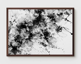 Black & White Floral Samsung Rahmen TV Kunst | Kunst für Frame Tv | Digitales Ölgemälde | Digitaler Download | Rahmen Tv Spring Art | 5009