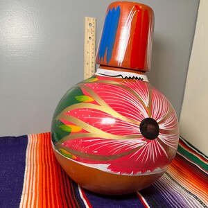 Authentic Mexican Handmade Hand-painted Clay Water Jug-decanter