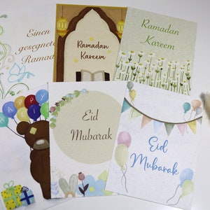 Ramadan und Eid Karten 6er Set | Ramadan Kareem | Eid Mubarak | Grußkarten-Sets | Islamische Karten
