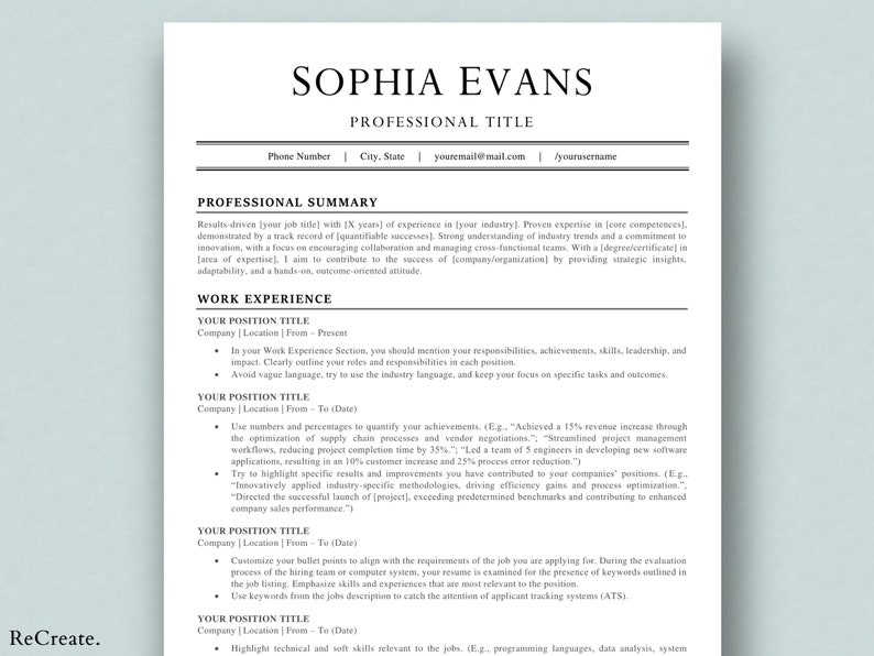 Professional 2024 Resume Template MS Word Cover Letter & References