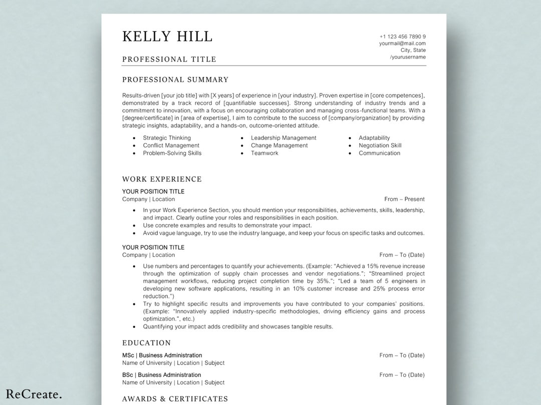 Modern 2026 Resume Template | Application | Cover Letter | Reference ...