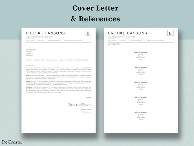 Professional 2024 Resume Template MS Word Cover Letter & References