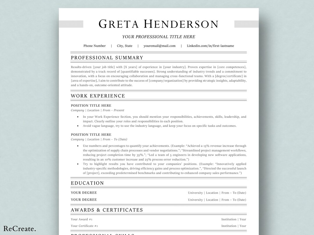 Professional 2026 Resume Template MS Word | Cover Letter & References ...