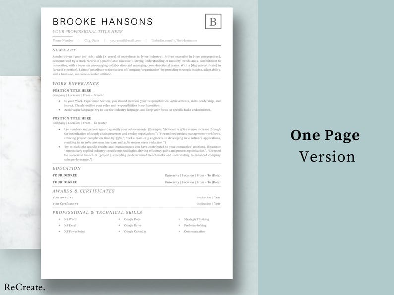 Professional 2024 Resume Template MS Word Cover Letter & References