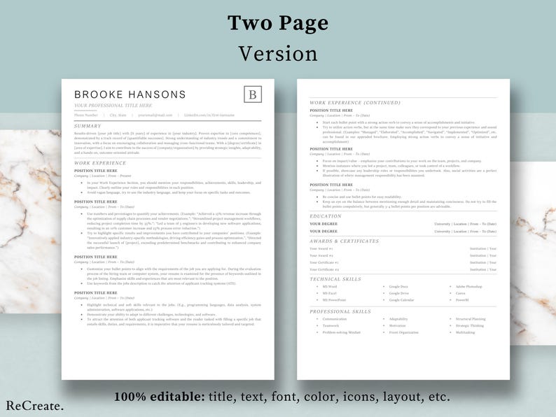 Professional 2025 Resume Template MS Word Cover Letter & References