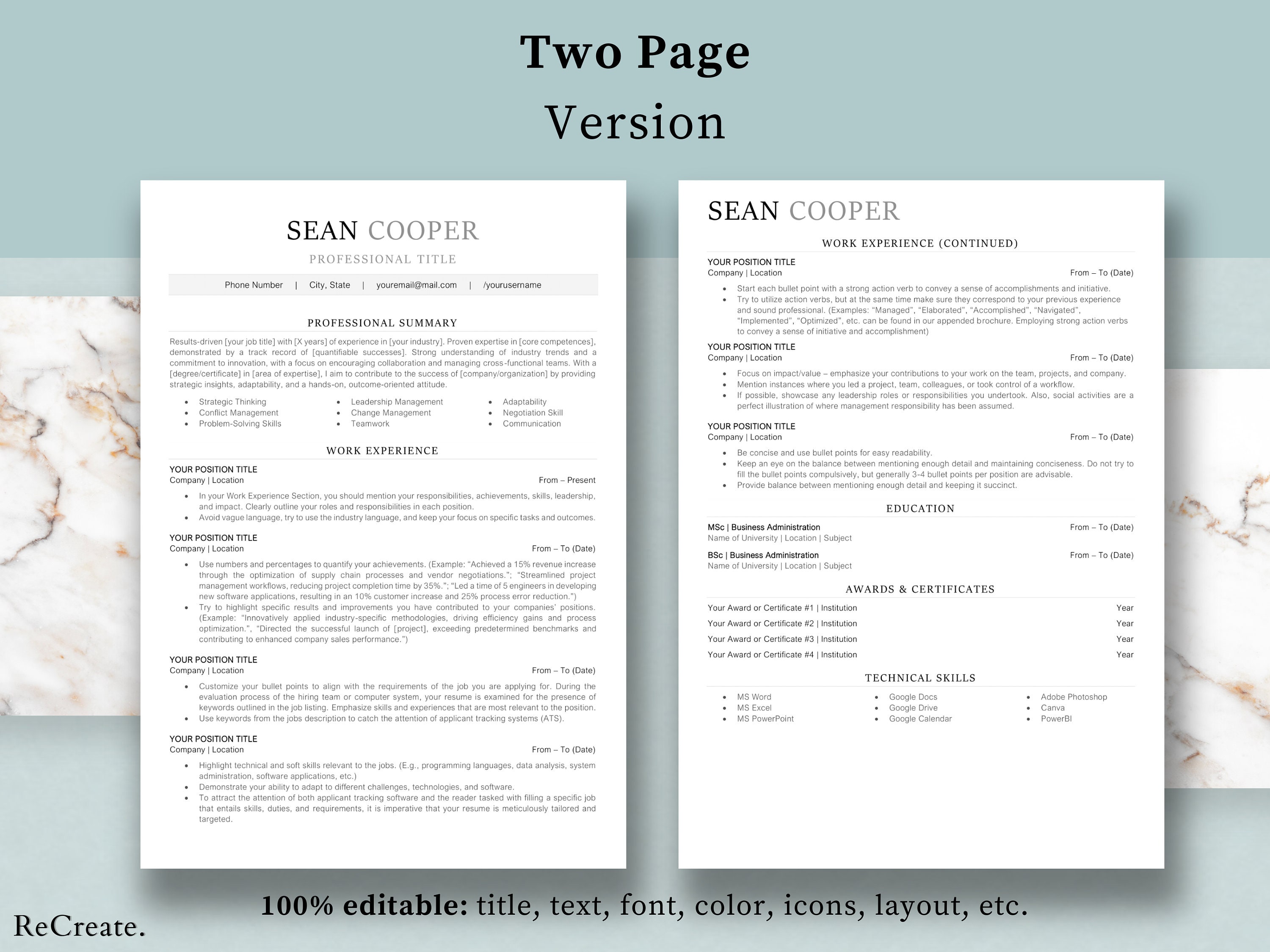 Professional 2026 Resume Template Incl. Cover Letter & Application ...