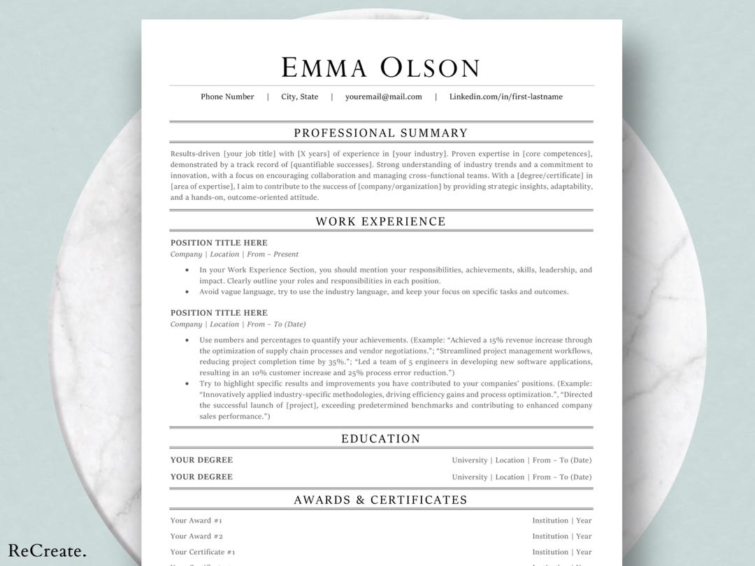 Professional 2026 Resume Template MS Word | Cover Letter & References ...