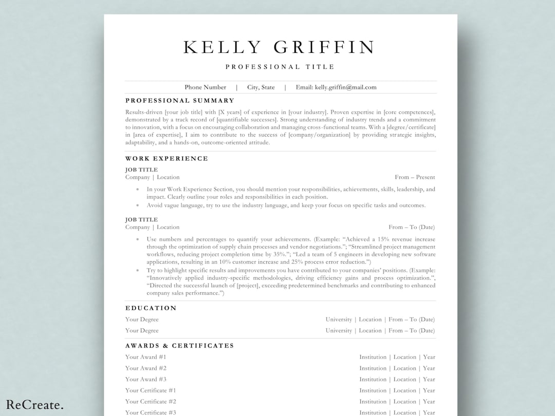 Professional 2026 Resume Template MS Word | Cover Letter & References ...