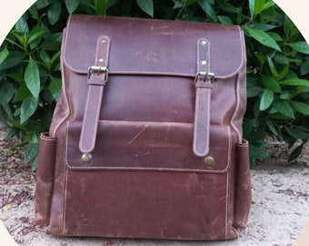 Vintage Lederrucksack-Lederrucksack-Herren-Lederrucksack-Brauner Rucksack-Braune Ledertasche-Geschenk für Ihn-Leder-Reisetasche-Laptoptasche