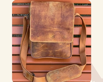 Leather Sling Bag, Crossbody Sling Bag, Large Sling Bag, Leather Travel Bag, Cross Body Purse, One of a Kind Crossbody Bag, Gift for Hi,