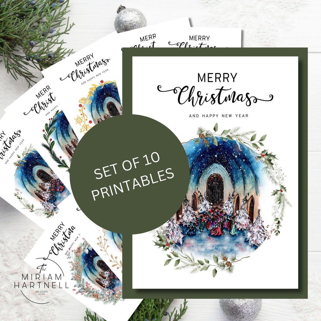 Printable Set of 10 Harry Potter Christmas Cards Bundle Winter ...