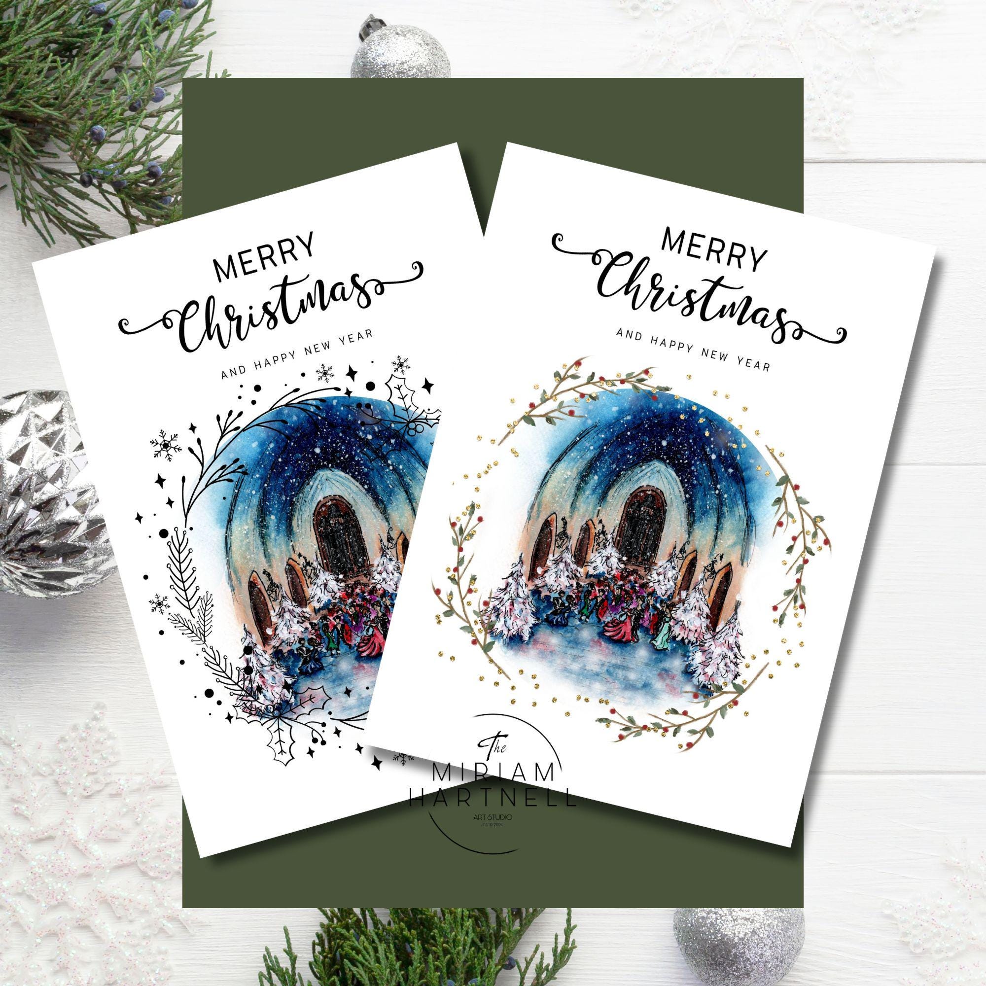 Printable Set of 10 Harry Potter Christmas Cards Bundle Winter ...