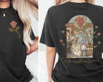 Camiseta de princesa de cuento retro tan antiguo como el tiempo, camiseta retro de La Bella y la Bestia, camisetas de la princesa Bella, camiseta Disney 2026