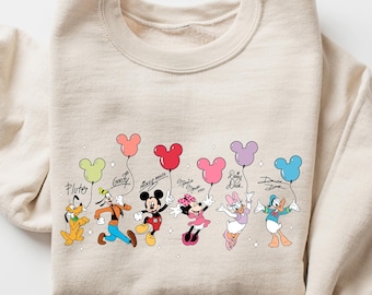 Mickey and Friends Signatures Shirt, Disney Balloon Shirt, Disney Characters Tee, Disney Mouse Head Tee, Mickey & Co Gift, Disney Shirt