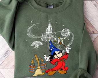 Sudadera retro de Mickey Hechicero, camiseta de Mickey Mago de Fantasía, ropa del Castillo de Magic Kingdom, camiseta retro de Disney World, camiseta de los parques Disney