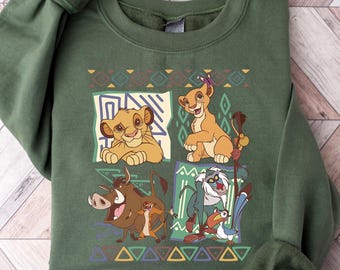 Sudadera retro de los 90 de Disneyland El Rey León Simba y Timón, Sudadera retro de El Rey León, Camiseta Hakuna Matata, Camiseta para viaje a Disneyland