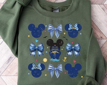 Camiseta de crucero de Mickey, sudadera de crucero de Disney, camiseta de Mickey con lazo coqueto, camiseta de crucero coqueto, camiseta para viaje familiar, regalo de Disney
