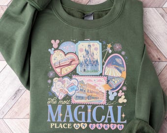 Retro The Most Magical Place On Earth Sweatshirt, Mickey Disneyworld Shirts, Disney Tee, Disney 2026 Trip Disney Vacation Tee
