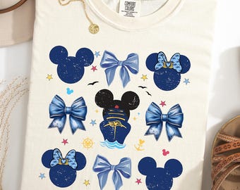 Camiseta Mickey Cruise de Comfort Colors®, camiseta Disney Cruise, camiseta Coquette Bow Mickey, camiseta Coquette Cruise