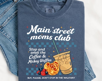 Comfort Colors® Retro Main Street Mom Club Shirt, Mom Tee, Mickey Waffles Coffee Shirt, Magical Park Trip Family Vacation Tee