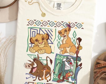 Camiseta Comfort Colors® estilo retro de los 90 de Disneyland, El Rey León, Simba y Timón, Camiseta retro de El Rey León, Camiseta Hakuna Matata, Camiseta para viaje a Disneyland