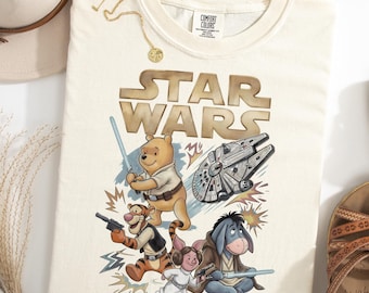 Comfort Colors® Retro Star Wars Winnie the Pooh, Disney Parody, Jedi Pooh, Galaxy Edge Disneyworld, Disney Trip