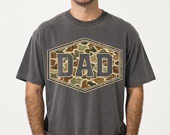 Comfort Colors® Camouflage Dad Shirt, Retro Varsity Dad Tee, Duck Camo Father’s Day Gift, Classic Dad Shirt, Retro Dad Shirt, Gift For Dad