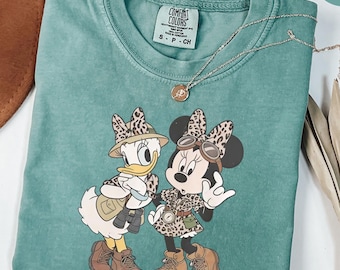 Comfort Colors® Minnie Daisy Safari Leopard Shirt, Animal Kingdom Leopard Besties Tee, Lets Get Wild WDW Matching Family Trip 2026