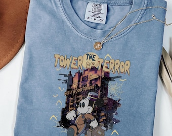 Comfort Colors® Disney Tower of Terror Shirt, Retro Mickey Mouse Hollywood Tower Tee, Twilight Zone Disney Ride T-Shirt
