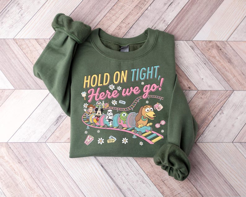 Slinky Dog Dash Inspired Sweatshirt, Hold On Tight Here We Go Shirt, Toy Story Land Rollercoaster Shirt, Disney Hollywood Studios image 2