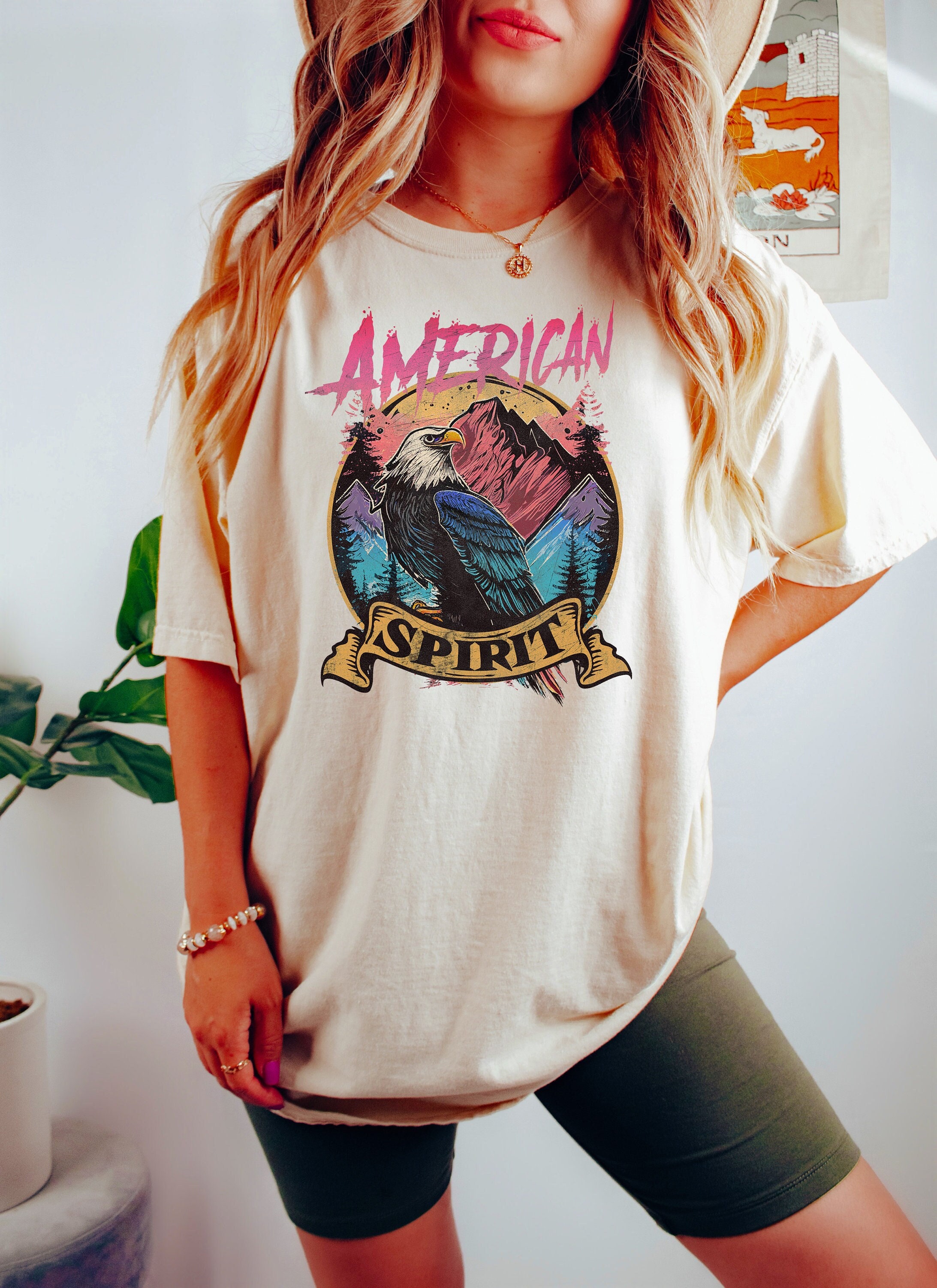 American Spirit Eagle Shirt, Fourth of July Gif, Patriotic Shirt, Nature Tee, Retro USA Bald Eagle T-shirt, American Pride Shirt