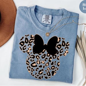 Comfort Colors® Leopard Print Minnie Mouse Shirt, Cute Disney Mom Shirt, Leopard Minnie Ear Shirt, Leopard Women Shirt, Disney Vacation Tee image 3