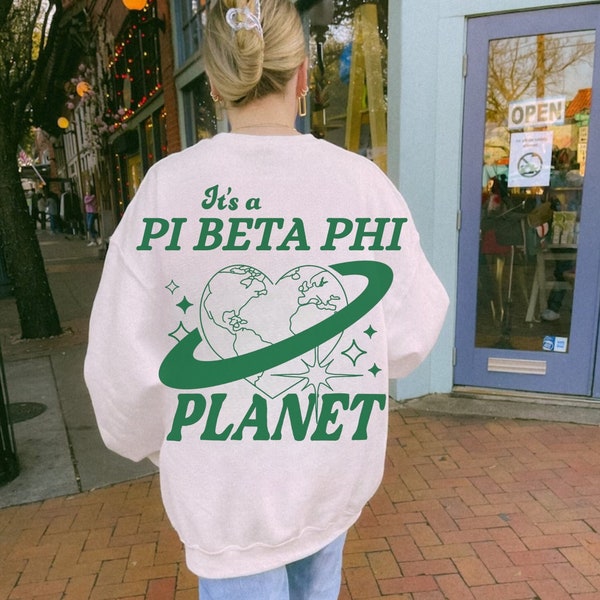 Pi Beta Phi Planet Sorority Sweatshirt Cute Sorority Preppy Apparel White Cozy Sweatshirt Trendy Big Little Gift Bid Day Recruitment Gift