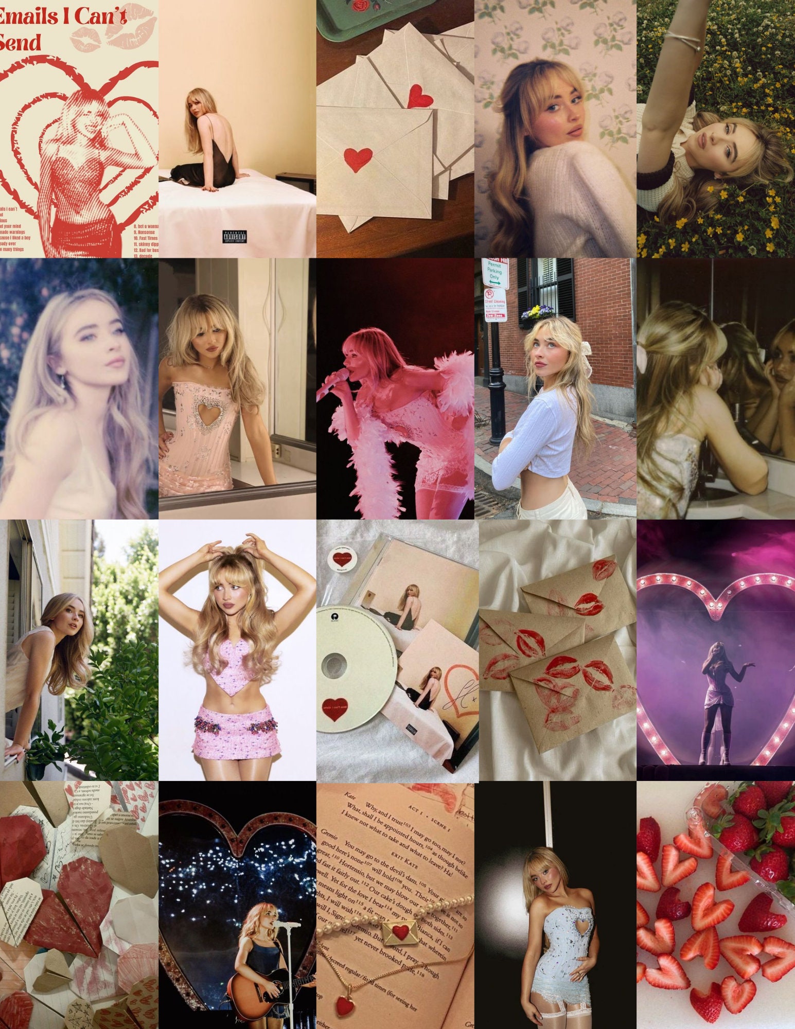 100 PCS Sabrina Carpenter Photo Collage Kit Feather Album Sabrina ...