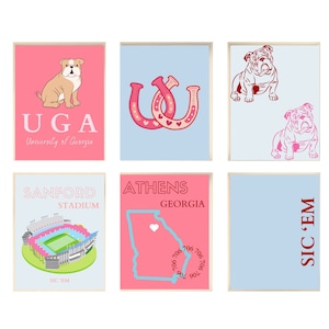 University of Georgia Wall Dorm Decor UGA Bulldogs Dorm Wall Posters Preppy Posters