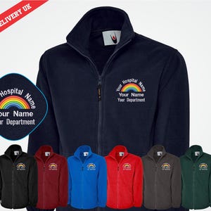 Custom Rainbow Zip up Healthcare Jacket, Personalised Hospital/Department Embroidered Nurse Fleece, Doctors & Healthcare Worker, Nurse Gifts